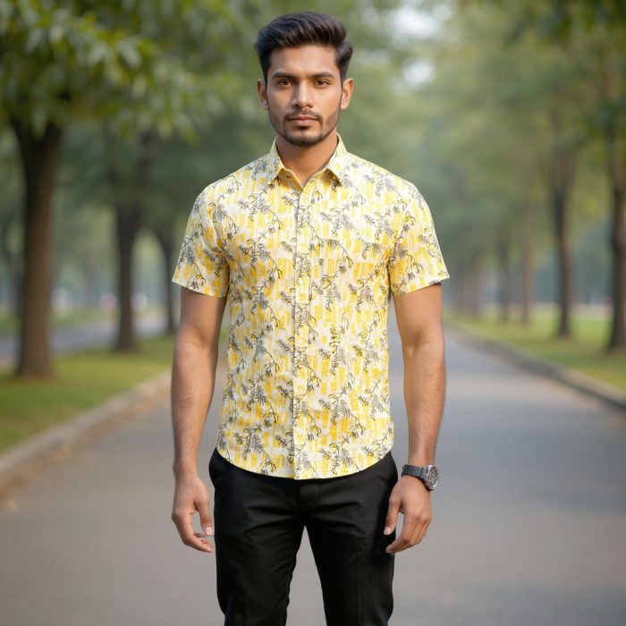 Fida Men's 100% Cotton Printed Half Sleeve Shirt - Image 1