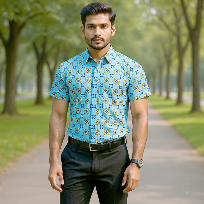 Fida Men's 100% Cotton Printed Half Sleeve Shirt - Image 1