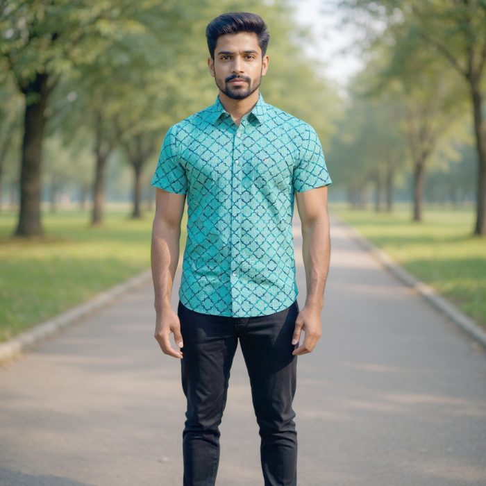 Fida Men's 100% Cotton Printed Half Sleeve Shirt - Image 1