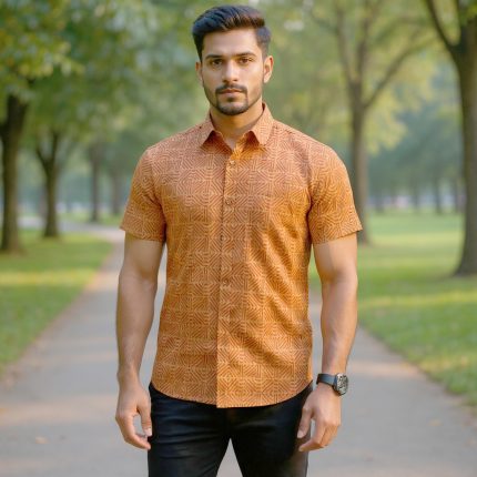 Fida Men's 100% Cotton Printed Half Sleeve Shirt