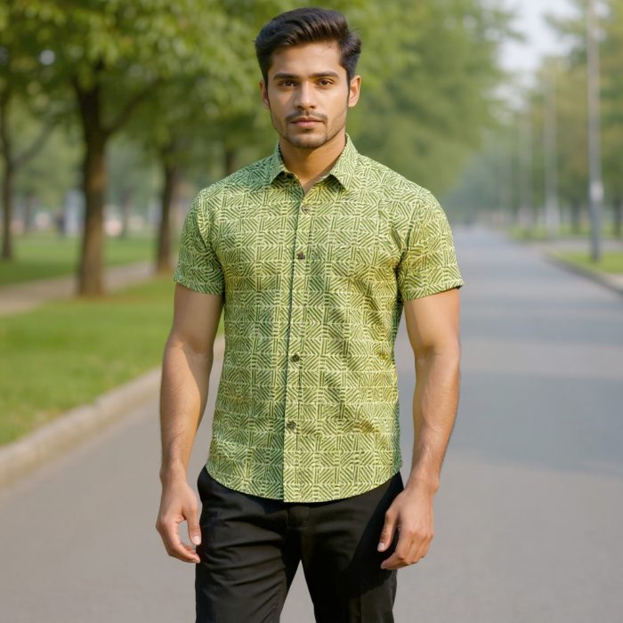 Fida Men's 100% Cotton Printed Half Sleeve Shirt - Image 1