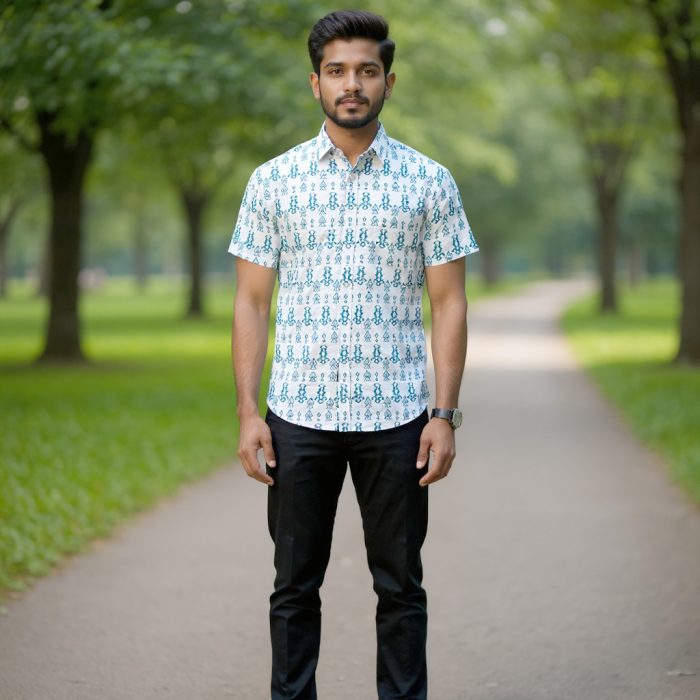 Fida Men's 100% Cotton Printed Half Sleeve Shirt - Image 1