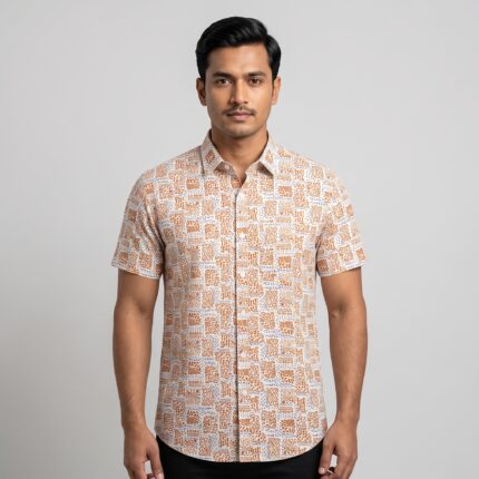 Fida Men's 100% Cotton Printed Half Sleeve Shirt