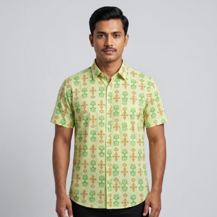 Fida Men's 100% Cotton Printed Half Sleeve Shirt