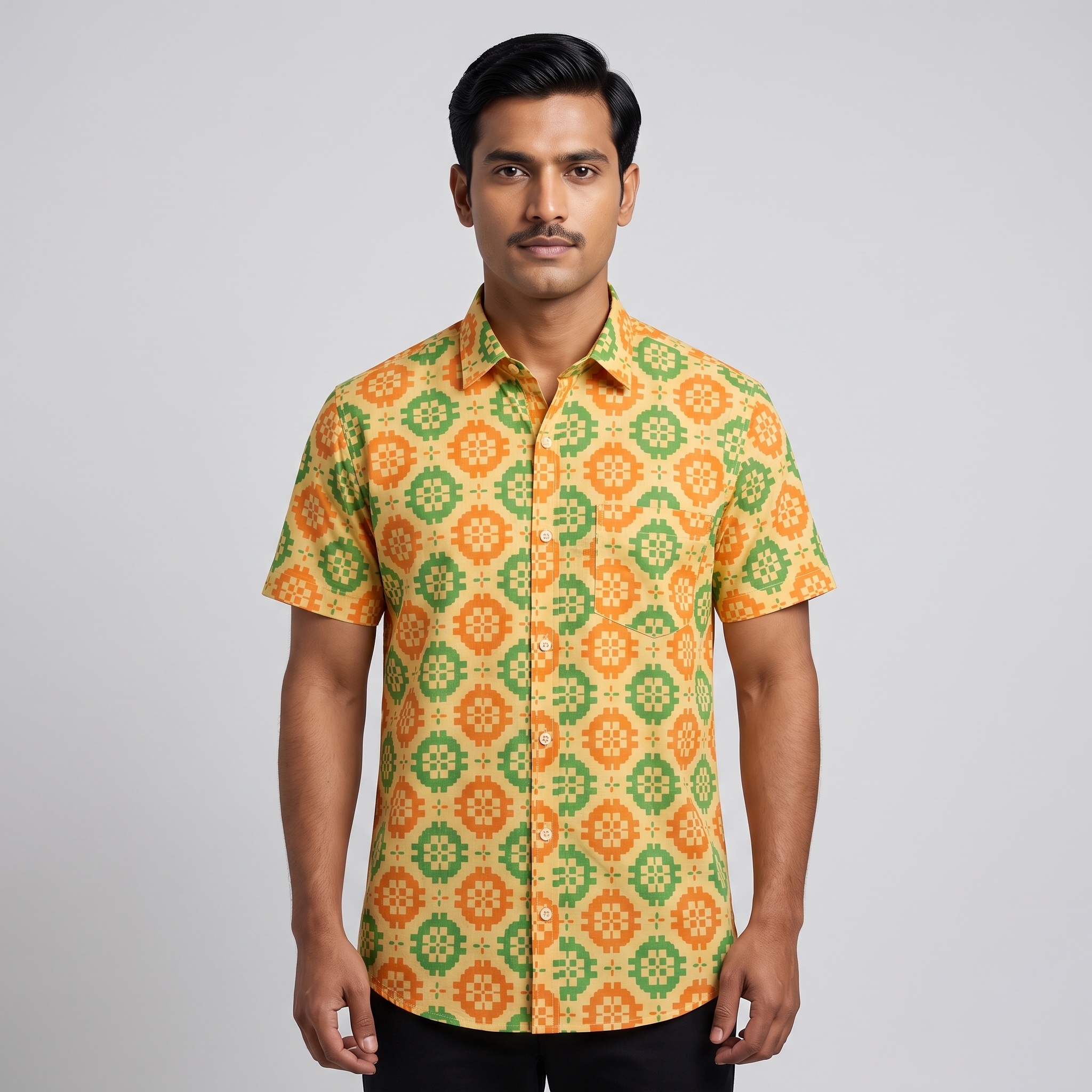 0014 Fida Men's 100% Cotton Printed Half Sleeve Shirt - Image 1