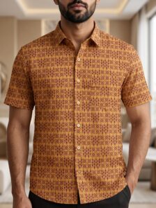 Fida Men's 100% Cotton Printed Half Sleeve Shirt