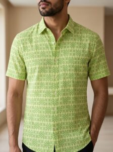 Fida Men's 100% Cotton Printed Half Sleeve Shirt