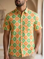 Fida Men's 100% Cotton Printed Half Sleeve Shirt