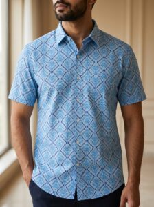 Fida Men's 100% Cotton Printed Half Sleeve Shirt