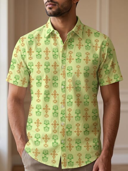 Fida Men's 100% Cotton Printed Half Sleeve Shirt